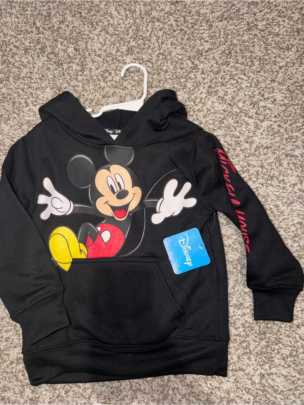 Disney Black Mickey Mouse Pullover Hoodie with Yellow & Red Accents